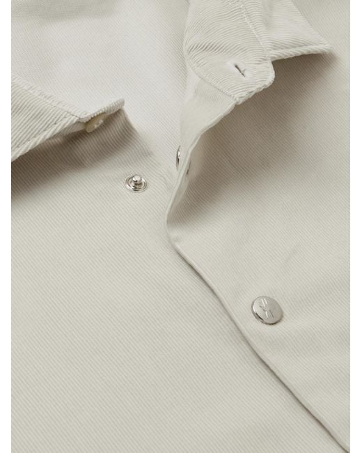 Moncler White Logo-embroidered Cotton-corduroy Shirt Jacket for men