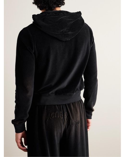 Acne Faro Hoodie aus Velours aus einer Baumwollmischung mit Logoprägung in Black für Herren