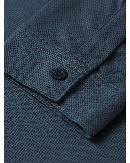 Sunspel Blue Riviera Slim-fit Cotton-mesh Polo Shirt for men