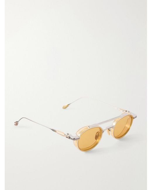 Jacques Marie Mage Natural Livingston Round-frame Gold-plated Metal Sunglasses for men