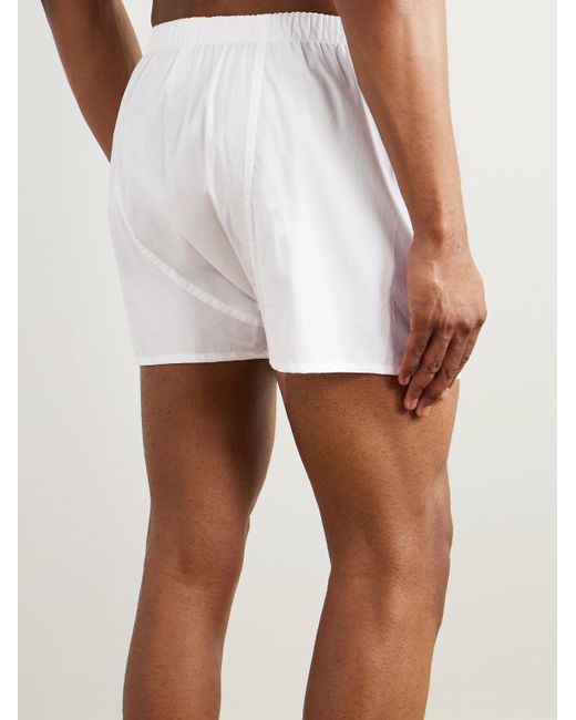 Sunspel White Cotton Boxer Shorts for men