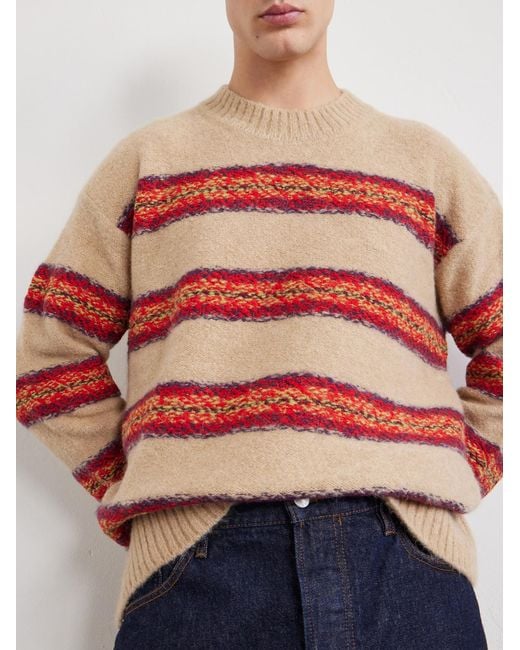 Dries Van Noten Natural Master Striped Alpaca-blend Sweater for men