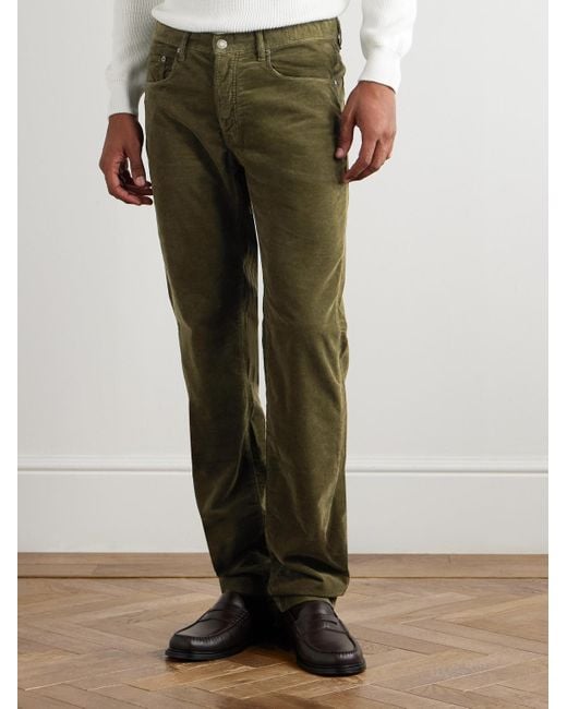 Massimo Alba Green Slim-Fit Straight-Leg Cotton-Corduroy Trousers for men