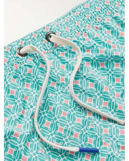Altea Blue Diamond Straight-Leg Mid-Length Printed Swim Shorts for men
