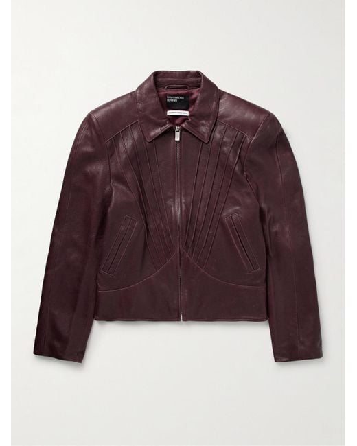 Enfants Riches Deprimes Purple Slim-Fit Pintucked Full-Grain Leather Jacket for men