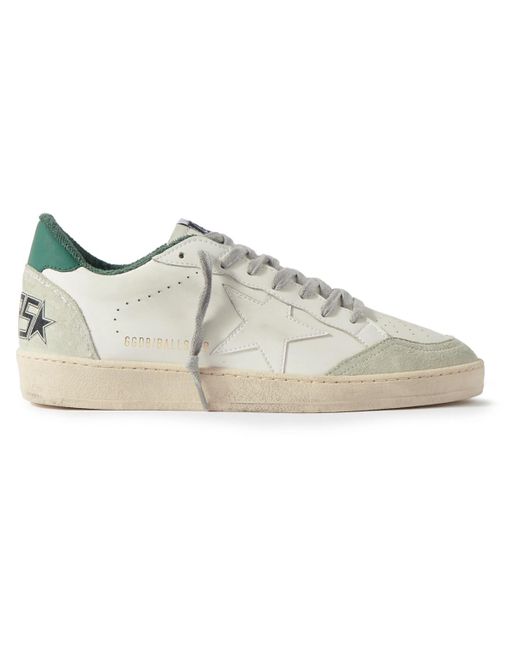 Golden Goose Deluxe Brand Brown Ball Star Distressed Suede-trimmed Leather Sneakers for men