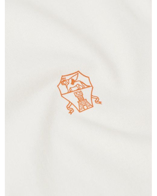 Brunello Cucinelli Natural Logo-print Cotton-jersey Mock-neck T-shirt for men