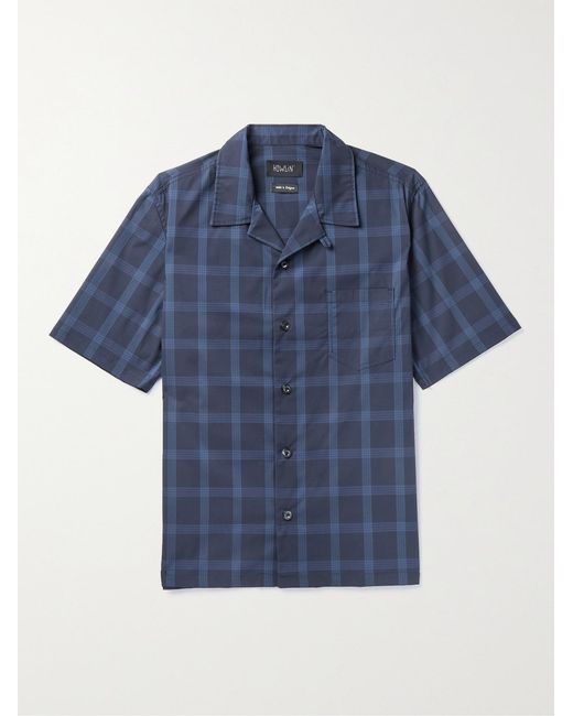 Howlin' By Morrison Blue Cocktail Camp-collar Checked Cotton-blend Ripstop Shirt for men
