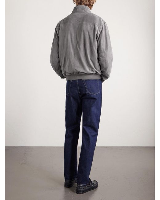 Polo Ralph Lauren Gray Suede Bomber Jacket for men