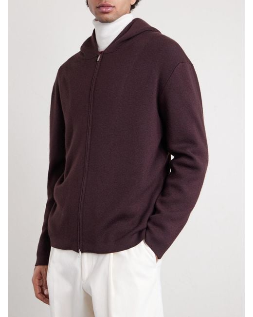 Umit Benan Purple Sunset Cashmere And Silk-blend Zip-up Hoodie for men