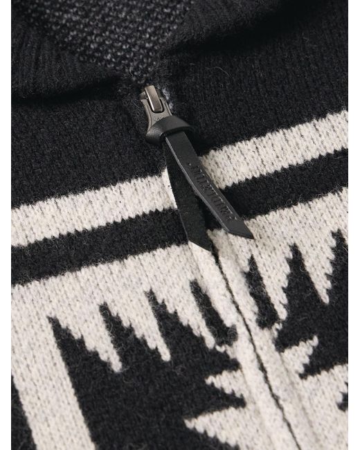 Pendleton Black Harding Shawl-collar Wool-jacquard Zip-up Cardigan for men