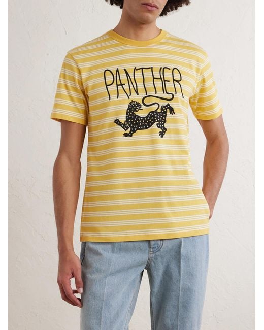 Valentino Garavani Metallic Striped Printed Cotton-Jersey T-Shirt for men
