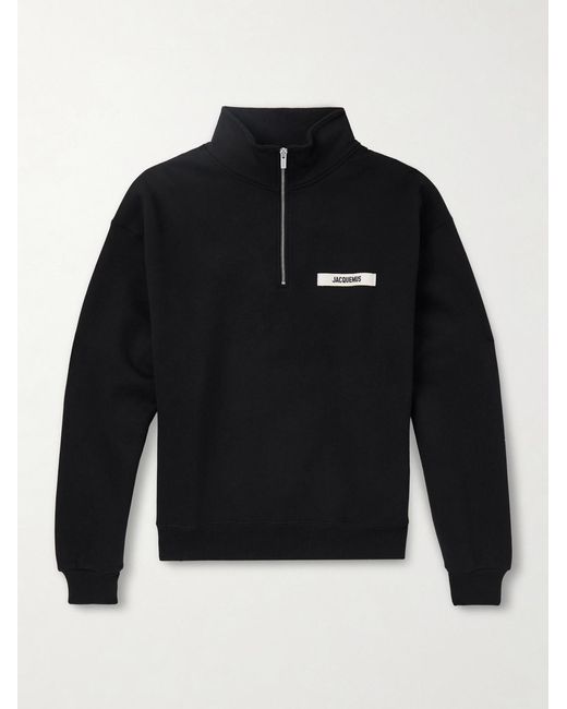 Jacquemus Black Logo-appliquéd Cotton-jersey Sweatshirt for men