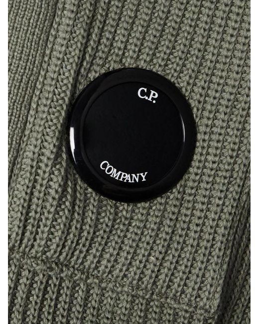C P Company Green Logo-appliquéd Ribbed Sea Island Cotton Sweater for men