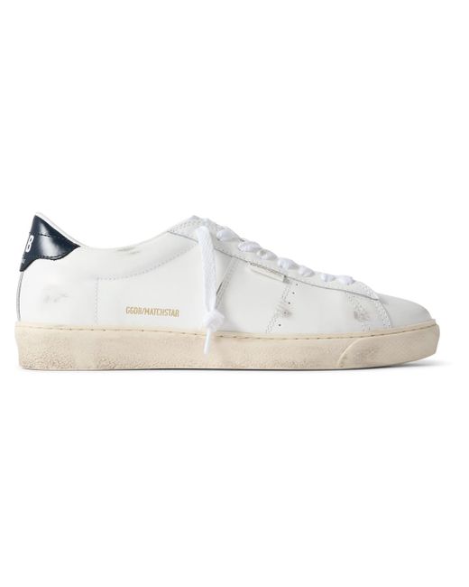 Golden Goose Deluxe Brand White Matchstar Distressed Leather Sneakers for men