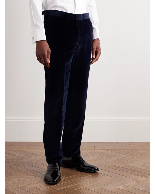 Richard James Blue Chapman Straight-Leg Cotton-Velour Trousers for men