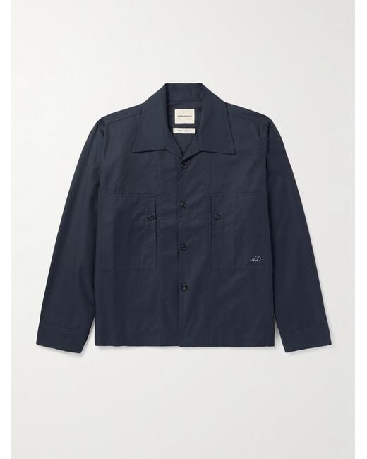Nicholas Daley Blue Logo-Embroidered Cotton-Blend Twill Overshirt for men