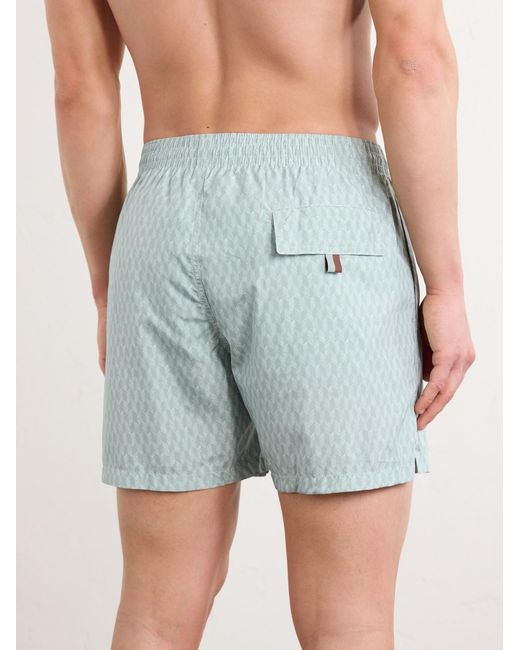 Canali Blue Straight-Leg Mid-Length Printed Swim Shorts for men