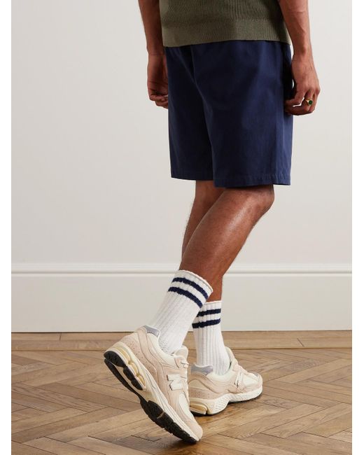 NN07 Blue Crown 1090 Straight-leg Brushed Organic Cotton-blend Twill Shorts for men