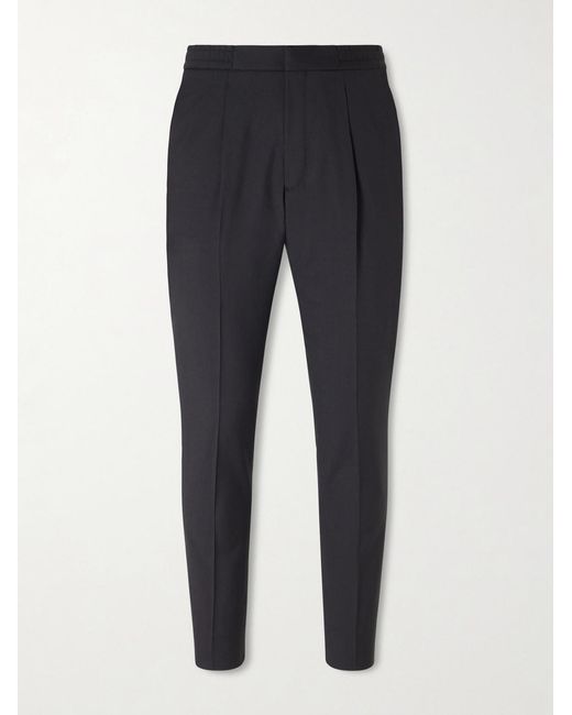 Officine Generale Blue Drew Tapered Pleated Wool-Twill Trousers for men