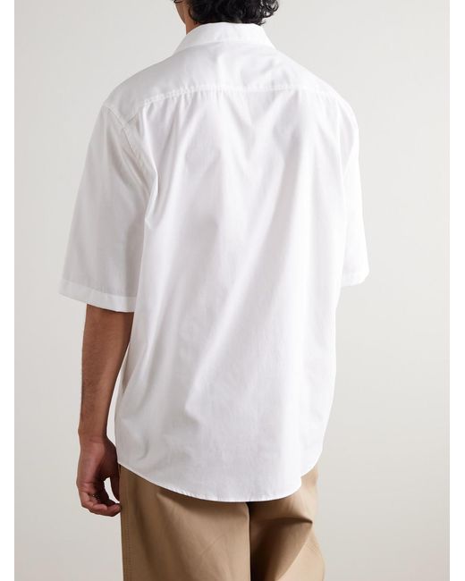 Acne White Solon Camp-Collar Oversized Embroidered Cotton-Piqué Shirt for men