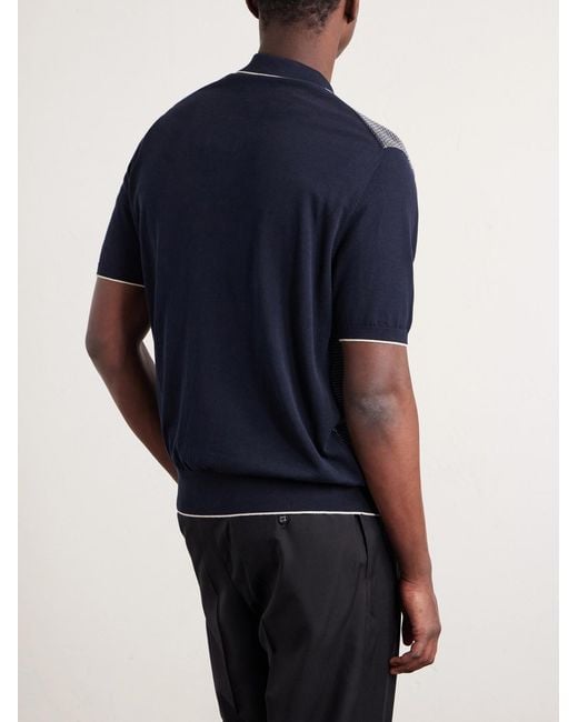 Hartford Gray Jacquard-Knit Cotton Polo Shirt for men