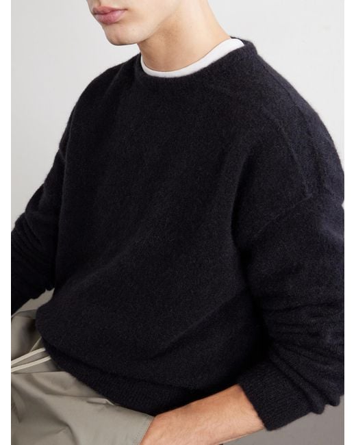 Rick Owens Blue Alpaca Wool-Blend Crewneck Sweater for men