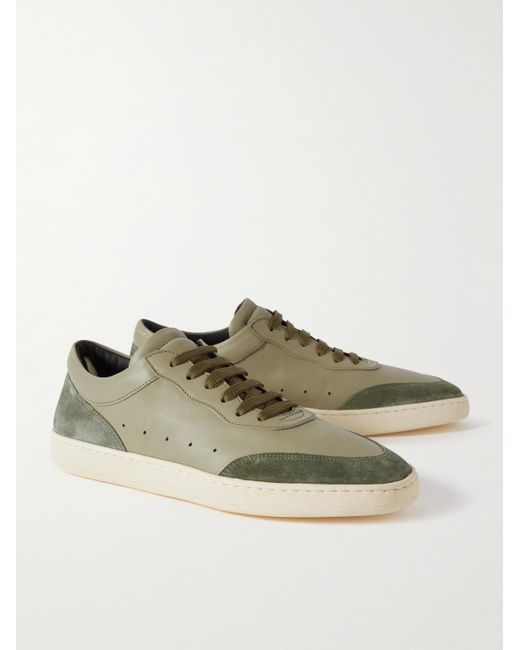 Officine Creative Green Kris Lux Aero Suede-panelled Leather Sneakers for men