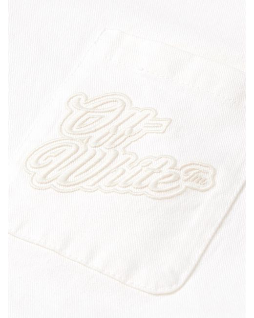 Camicia oversize convertibile in denim con logo ricamato 90s di Off-White c/o Virgil Abloh in Natural da Uomo
