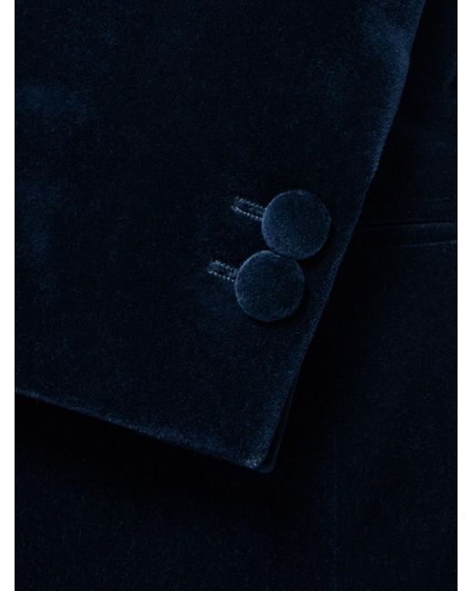 Mr P. Blue Slim-Fit Shawl-Collar Cotton-Velvet Tuxedo Jacket for men