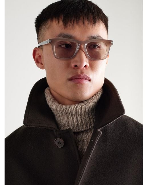 Zegna Natural Square-Frame Acetate Sunglasses for men