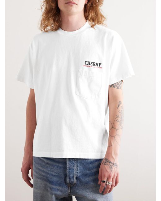 CHERRY LA Mountain Expedition T-Shirt aus Baumwoll-Jersey mit Logoprint in Stückfärbung in White für Herren