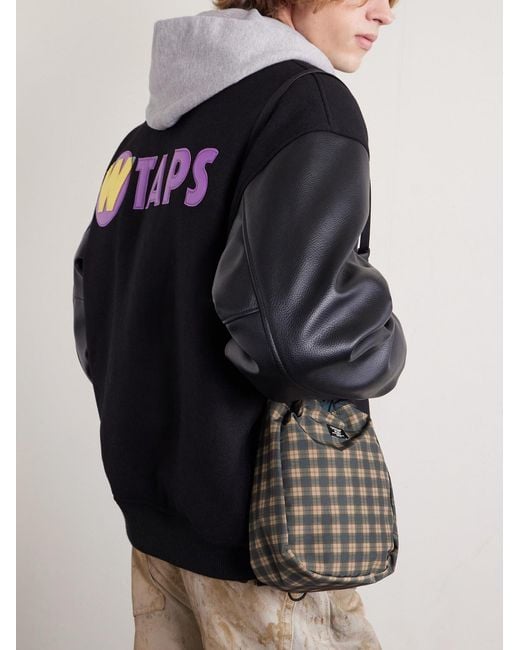 (w)taps Black Checked Shell Messenger Bag for men