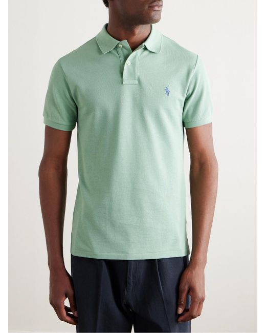 Polo Ralph Lauren Green Logo-embroidered Cotton-piqué Polo Shirt for men