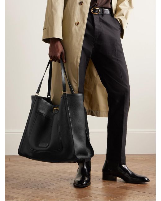 Tom Ford Black Full-grain Leather Tote Bag for men