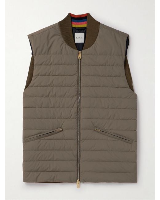 Paul Smith Brown Cotton-panelled Quilted Shell Down Gilet for men