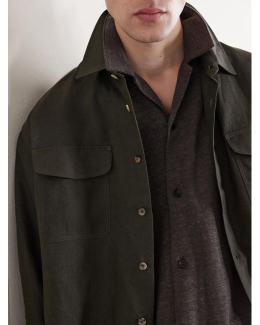Mr P. Green Camp-Collar Linen Shirt for men