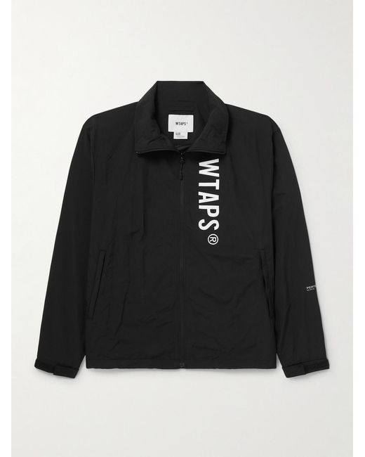(w)taps Black Logo-Print Pertex Nylon Jacket for men