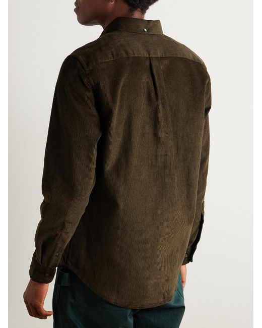 Portuguese Flannel Green Lobo 2.0 Button-down Collar Cotton-corduroy Shirt for men