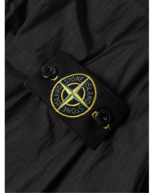 Stone Island Black Logo-appliquéd Crinkle Reps Nylon Hooded Jacket for men