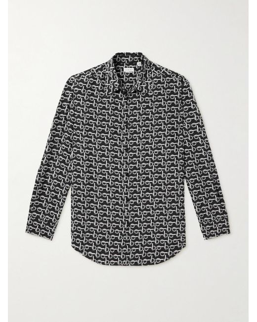 Burberry Gray Printed Silk Shirt for men