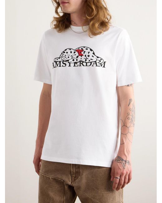 T-shirt in jersey di cotone con stampa Pup Amsterdam di Pop Trading Co. in White da Uomo