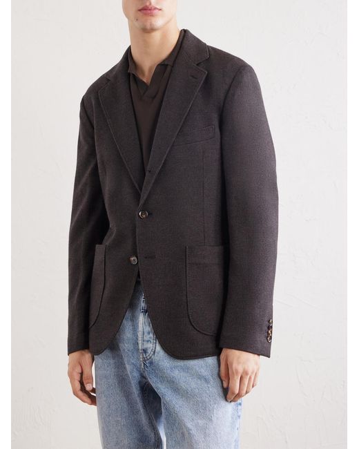 Brioni Black Houndstooth Cashmere Blazer for men