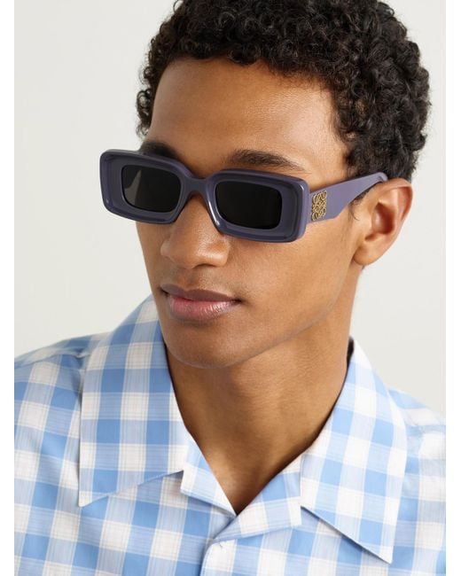 Loewe Blue Anagram Rectangular-frame Acetate Sunglasses for men
