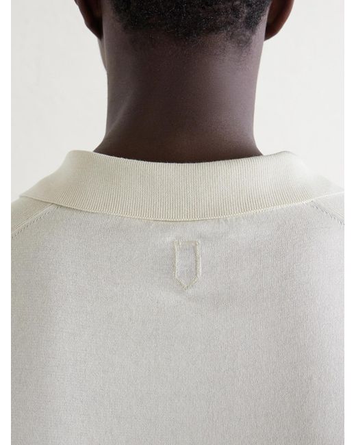 Canali White Cotton And Silk-blend Polo Shirt for men