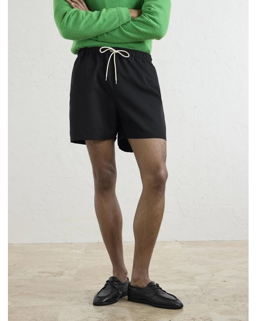 Wool Drawstring Shorts di Auralee in Black da Uomo