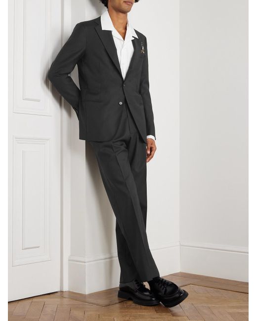 De Petrillo Black Napoli Virgin Wool Suit Jacket for men