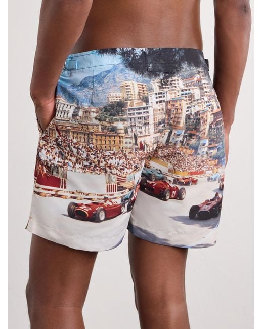 Orlebar Brown Gray Bulldog Straight-Leg Mid-Length Printed Swim Shorts for men