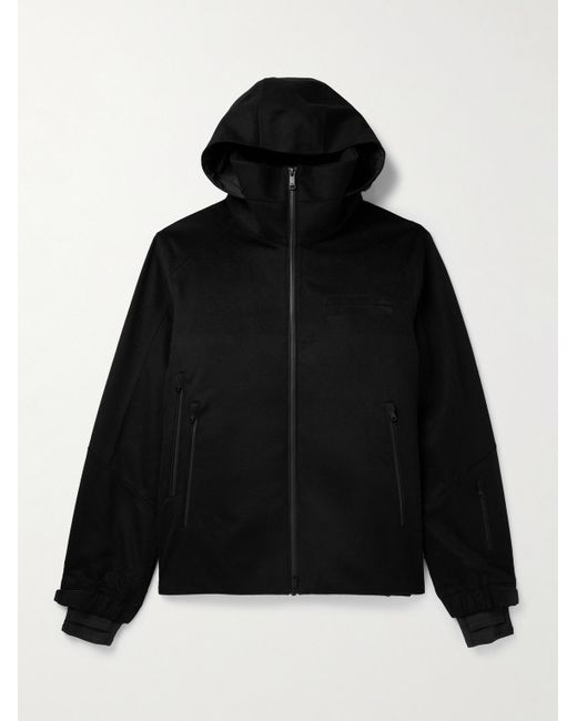 Zegna Black Convertible Leather-trimmed Cashmere Down Hooded Ski Jacket for men