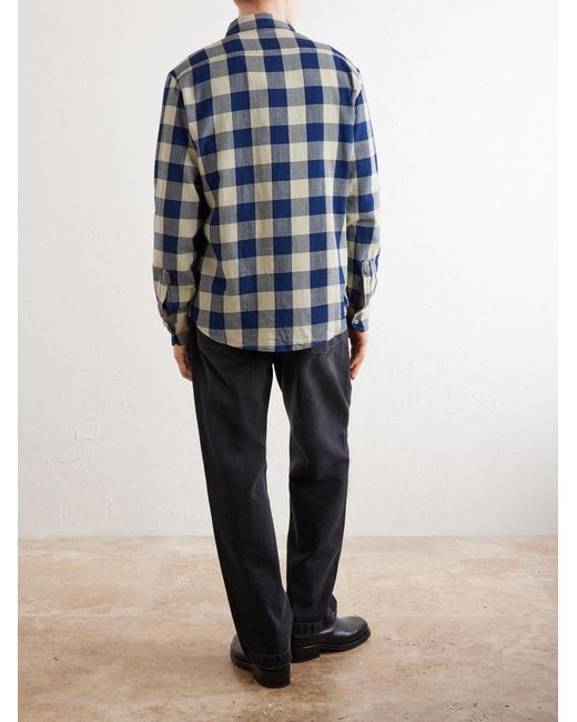 Barena Blue Checked Cotton-twill Shirt for men